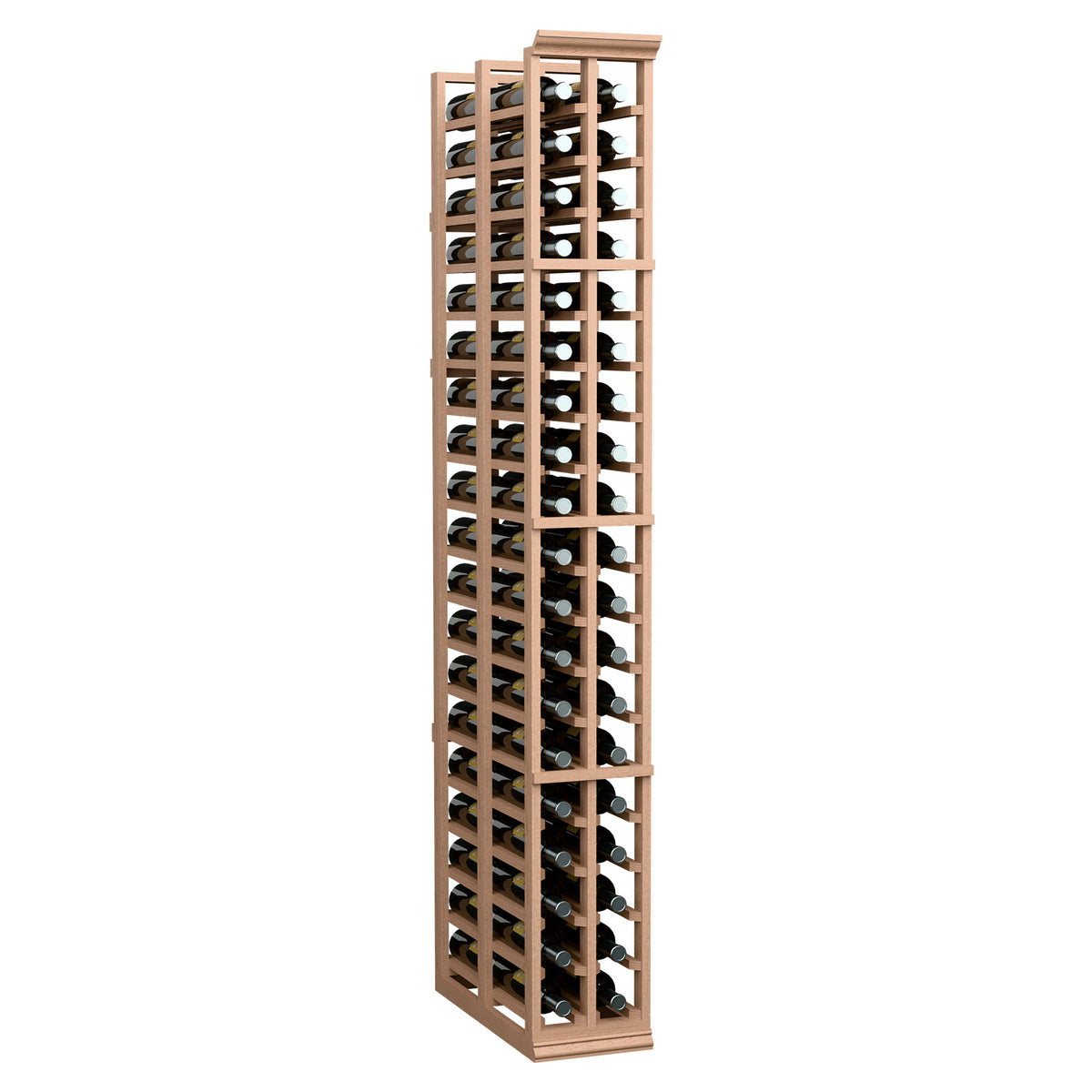 6FT double deep wine rack with two columns, light wood frame, stores wine bottle rows