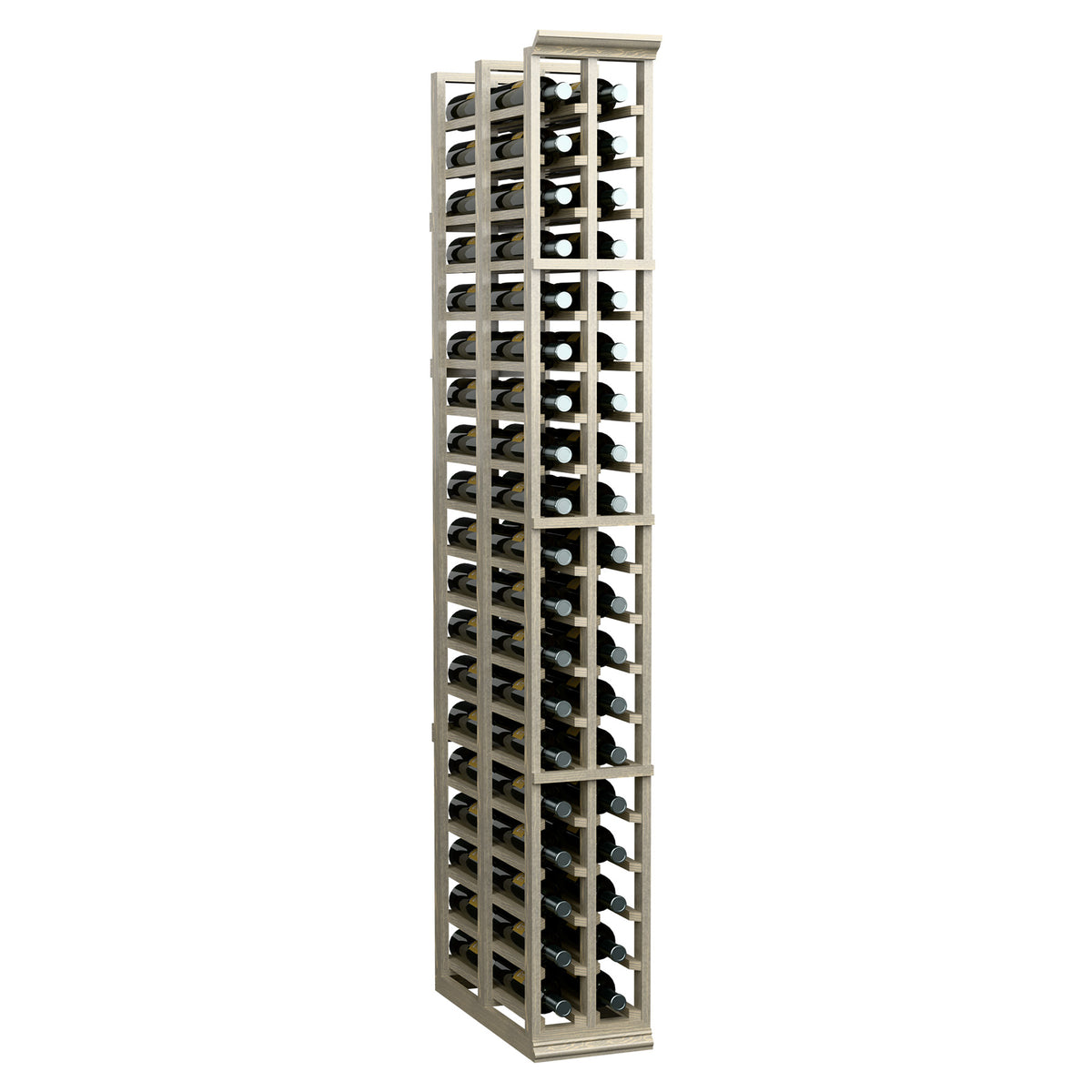 6-ft 2-column double-deep wine rack with dark interior and light frame, front view