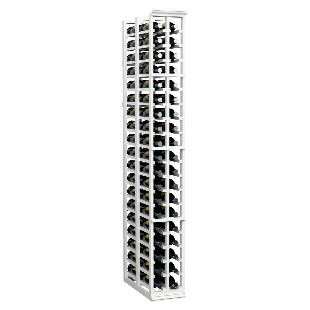 White 2-column double-deep wine rack with bottle rows
