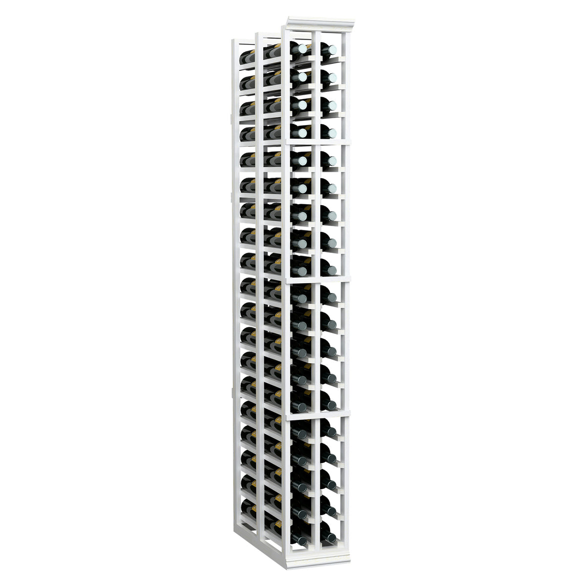 White 2-column double-deep wine rack with multiple bottle openings