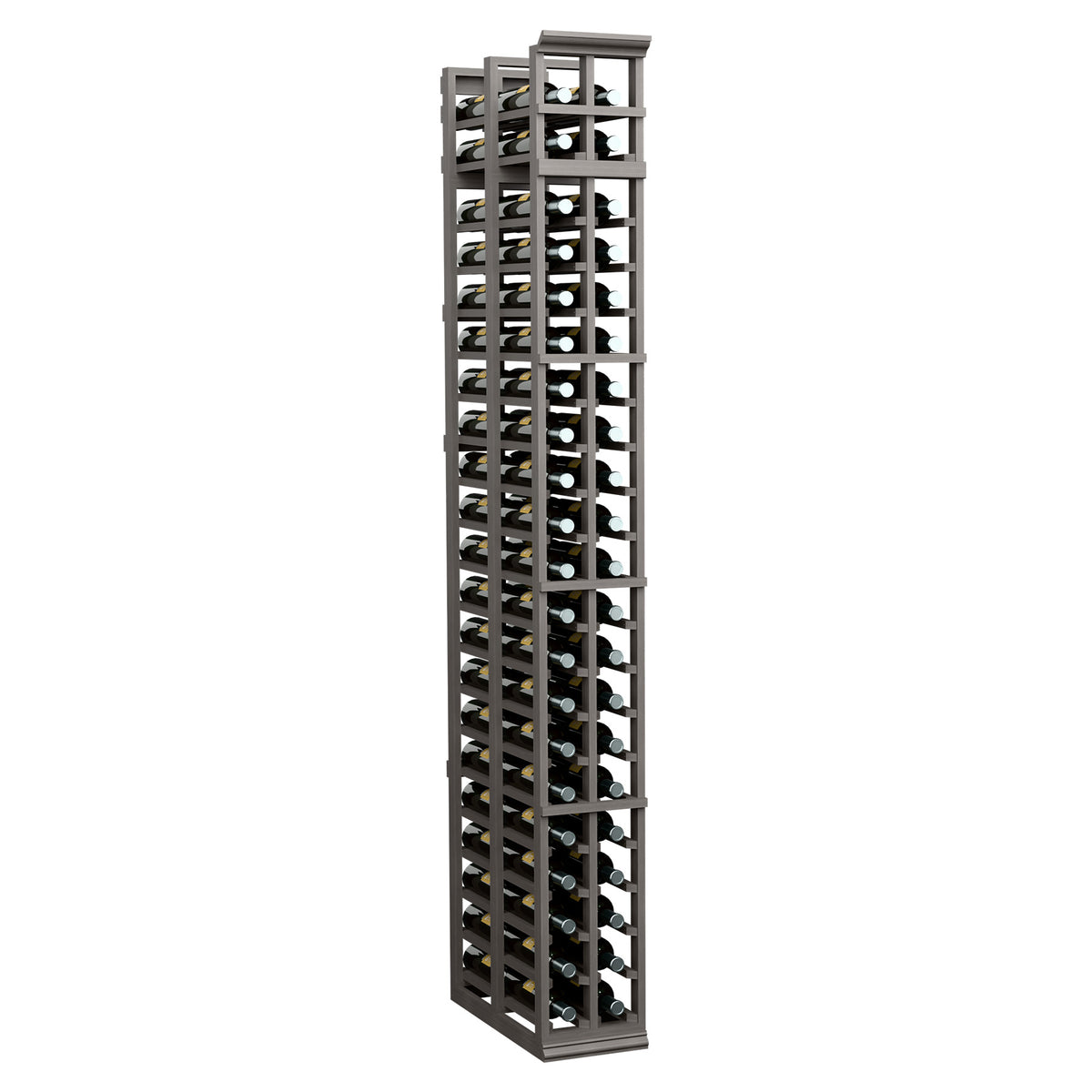 7-ft double-deep wine rack with two columns of bottle slots, dark frame