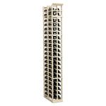 Two-column double-deep wine bottle rack, light wood frame with front bottle slots