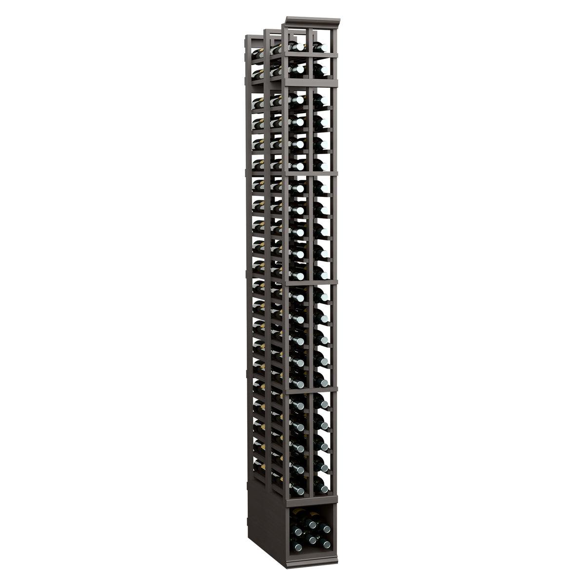 8-ft double deep wine rack, charcoal gray finish, two-column bottle slots