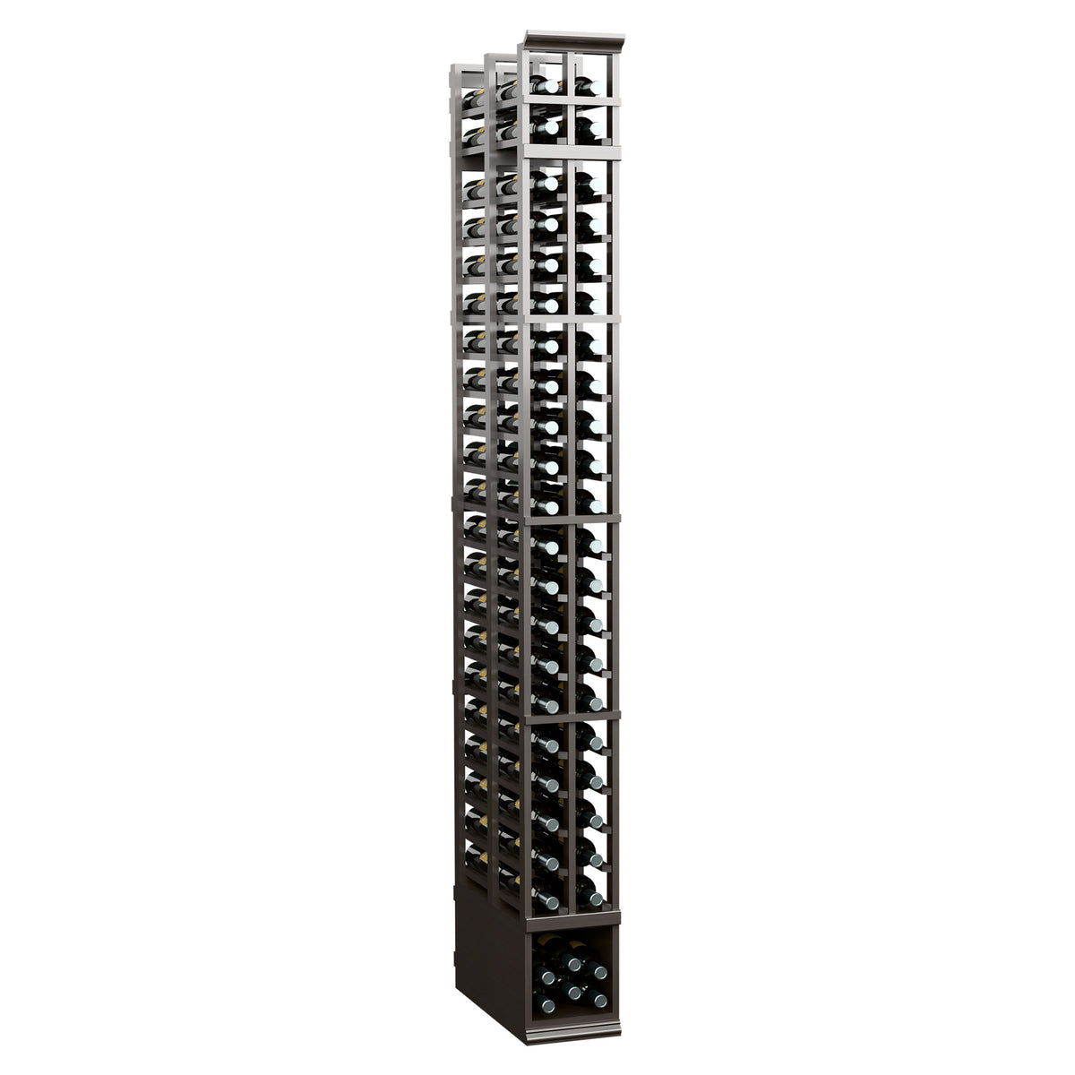 8-ft double deep wine rack, silver-gray finish, two-column bottle slots
