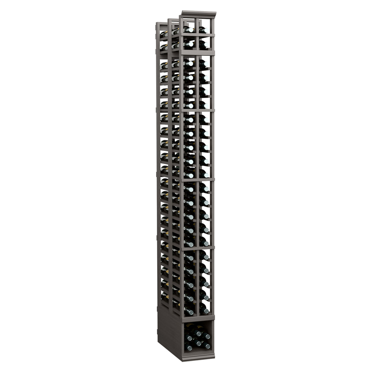 Two-column double-deep wine rack, 8 ft, dark gray frame with bottle slots
