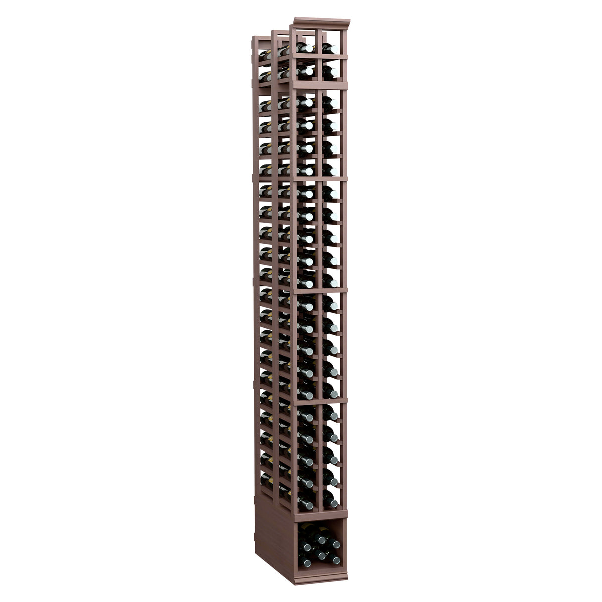 2-column double-deep wine bottle storage rack, dark brown frame with dark bottles