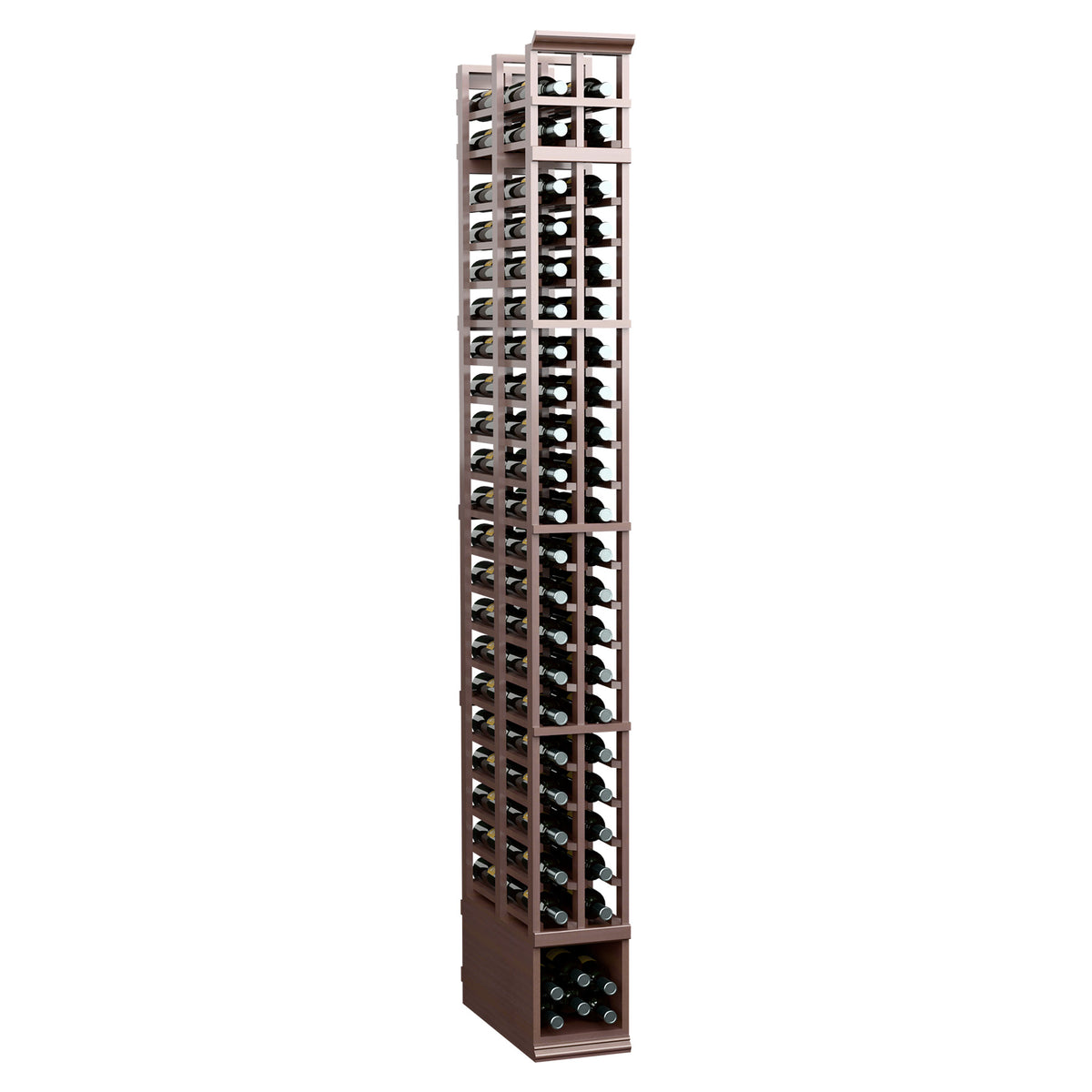 2-column double-deep wine bottle storage rack, dark brown frame with dark bottles
