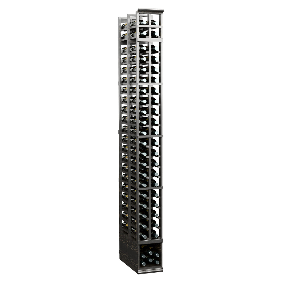 Charcoal 2-column double-deep wine bottle rack with open lattice bottle rows