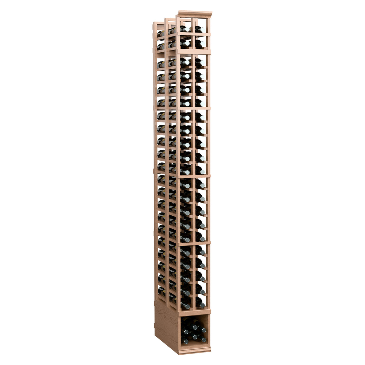 Honey wood 2-column double-deep wine bottle rack with open lattice bottle rows