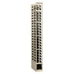 Tall 2-column double-deep wine rack, natural finish, shows inner bottle slots.