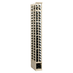 Tall 2-column double-deep wine rack, natural finish, shows inner bottle slots.