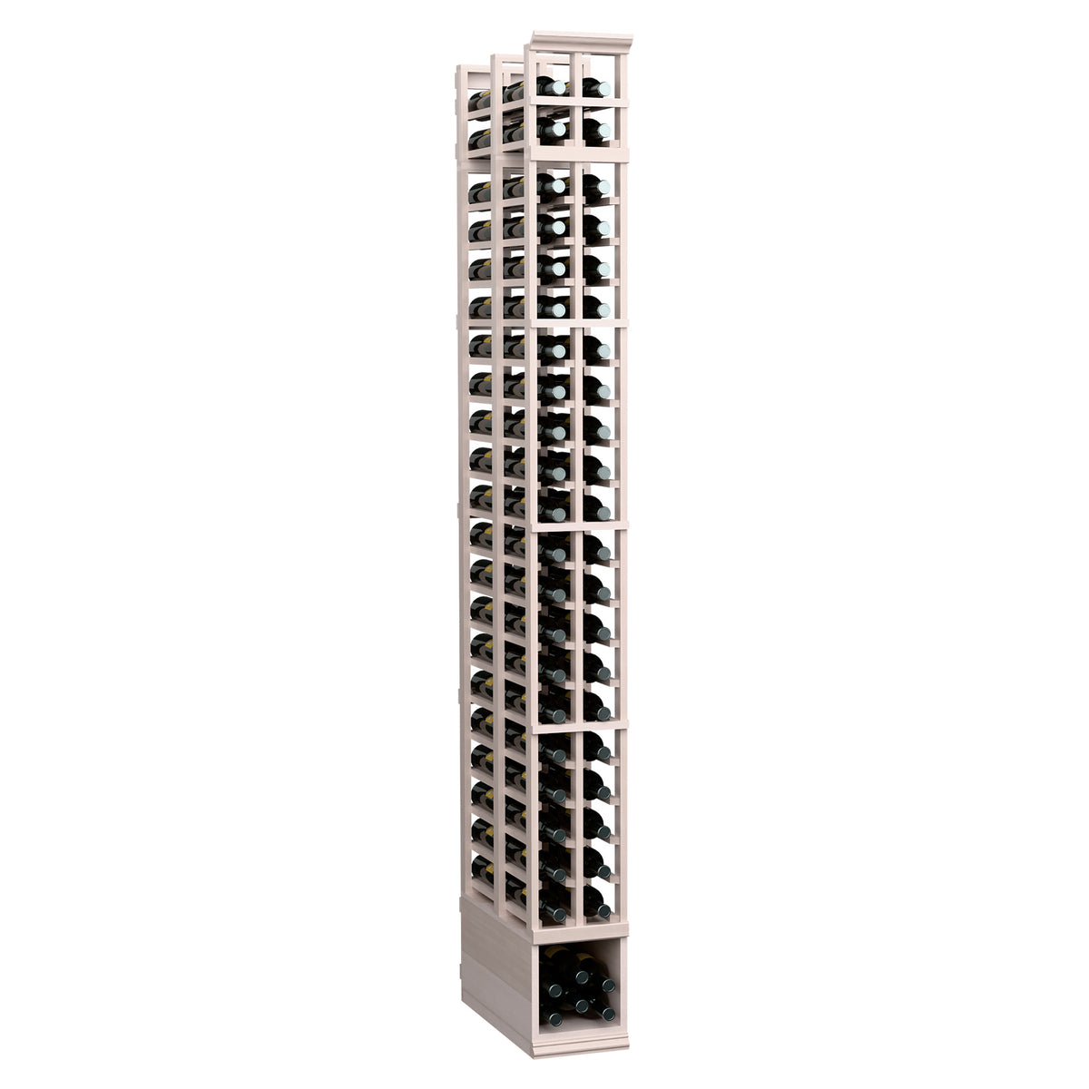 Two-column double-deep wine rack, 8 ft, light gray finish with two columns of bottle slots