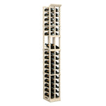Light wood tall wine bottle display rack with two-column openings