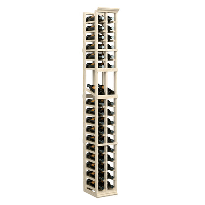 Light wood tall wine bottle display rack with two-column openings