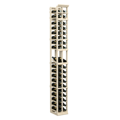 Slim light wood 2-column wine rack with wire-style bottle slots
