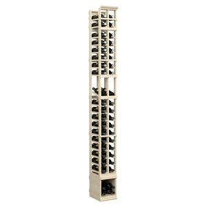8 ft 2-column wood wine bottle display rack in white finish, side-by-side bottle rows
