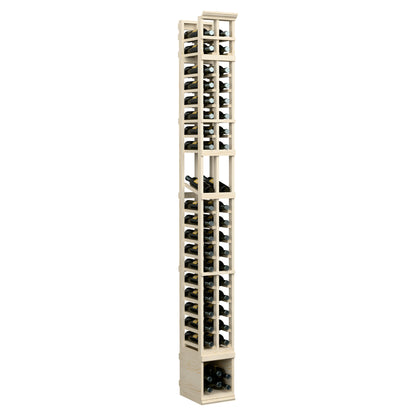 8 ft 2-column wood wine bottle display rack in white finish, side-by-side bottle rows