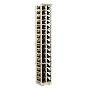 2-column wine bottle rack with pale wood frame and rows of bottle storage