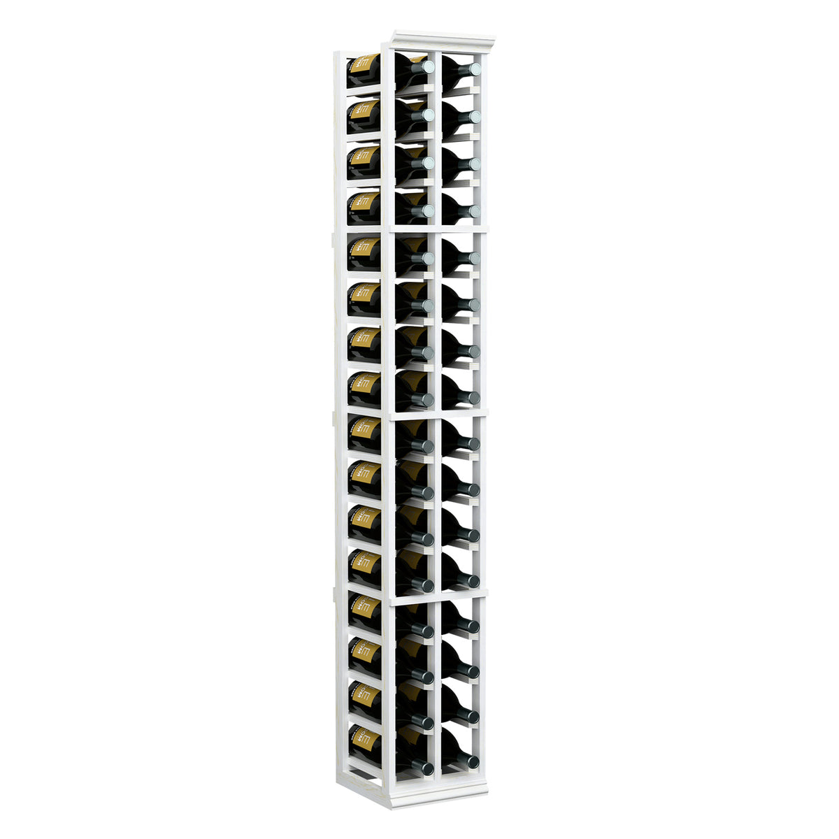Two-column white wine magnum rack, vertical frame with bottle storage slots