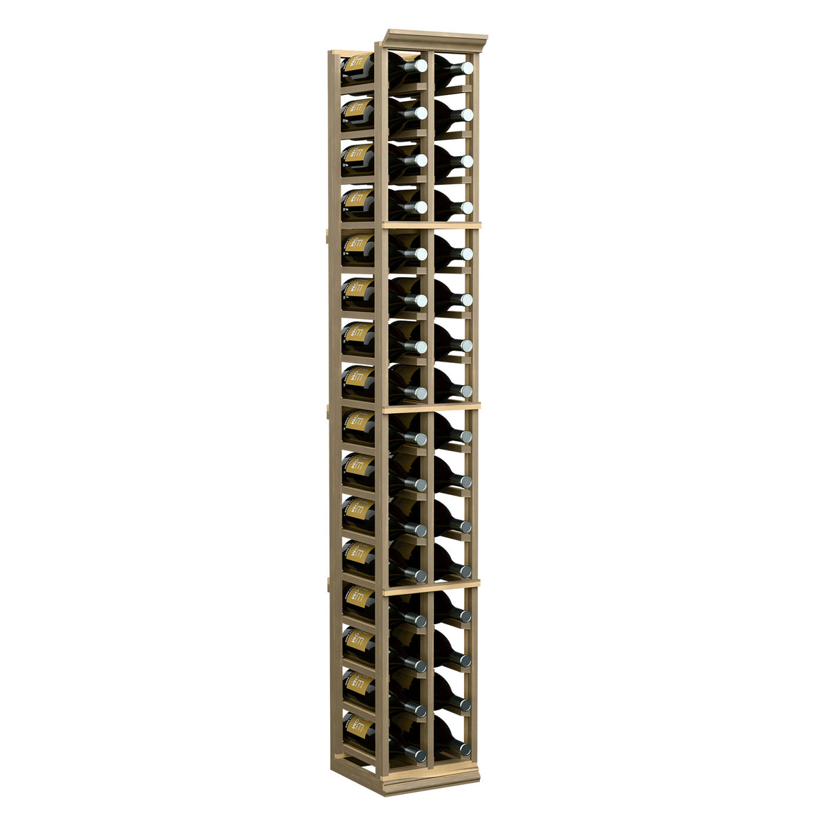2-column magnum wine bottle rack in light wood, open front view