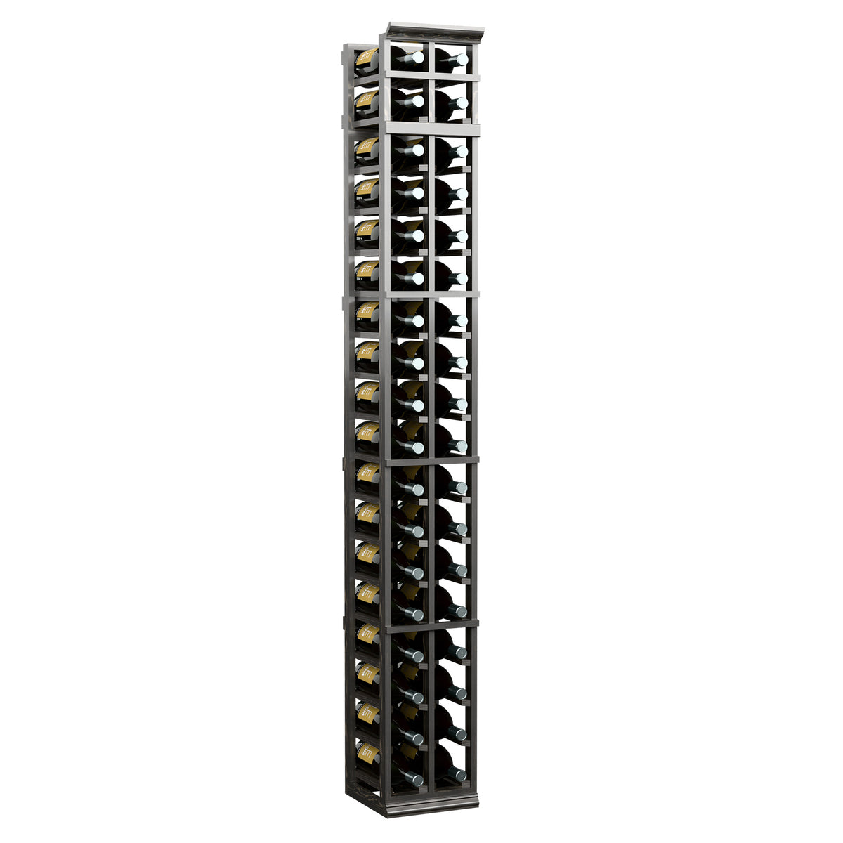 Two-column magnum wine bottle rack, tall black rack with square bottle openings