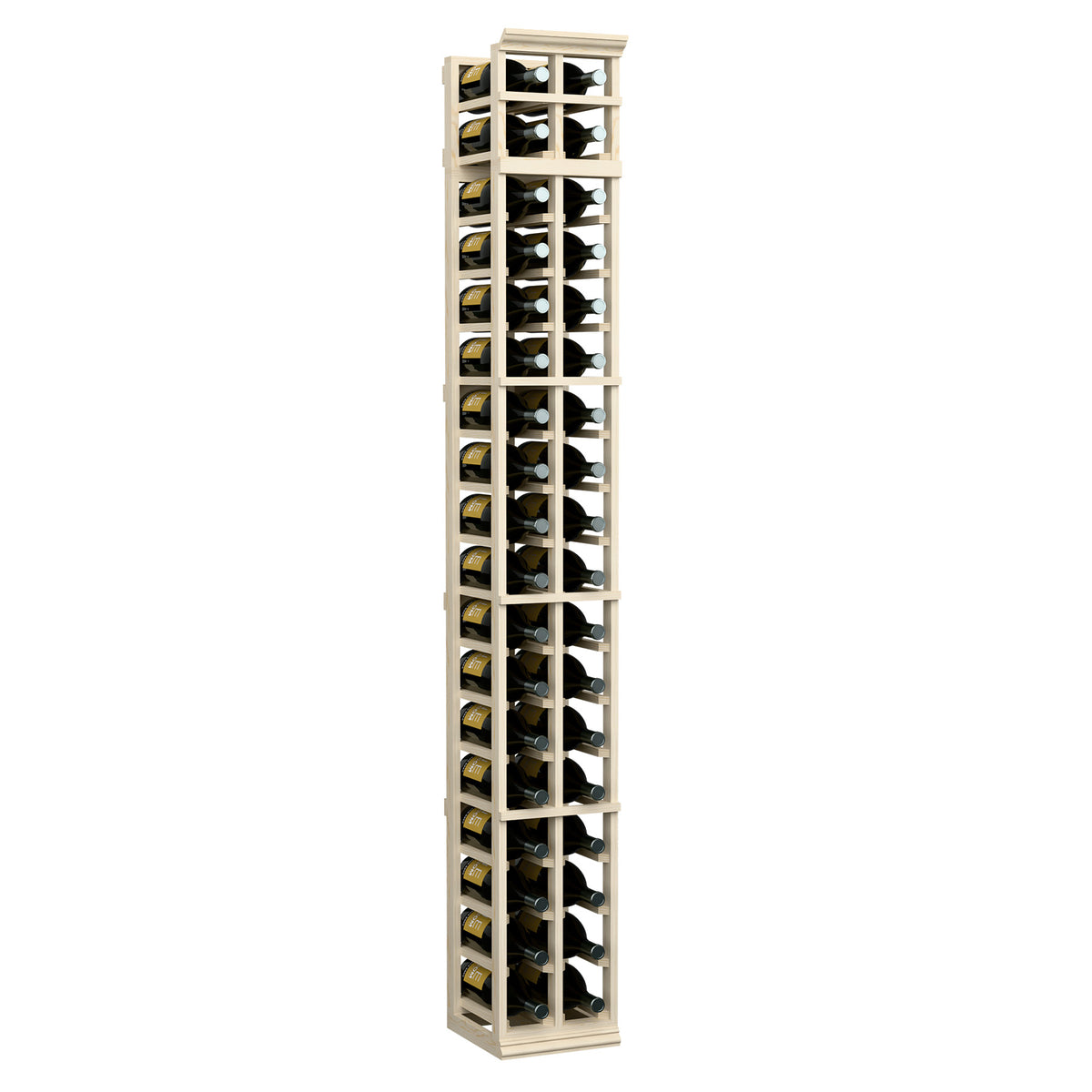 2-column magnum wine rack, narrow tall wooden frame with two bottle storage columns