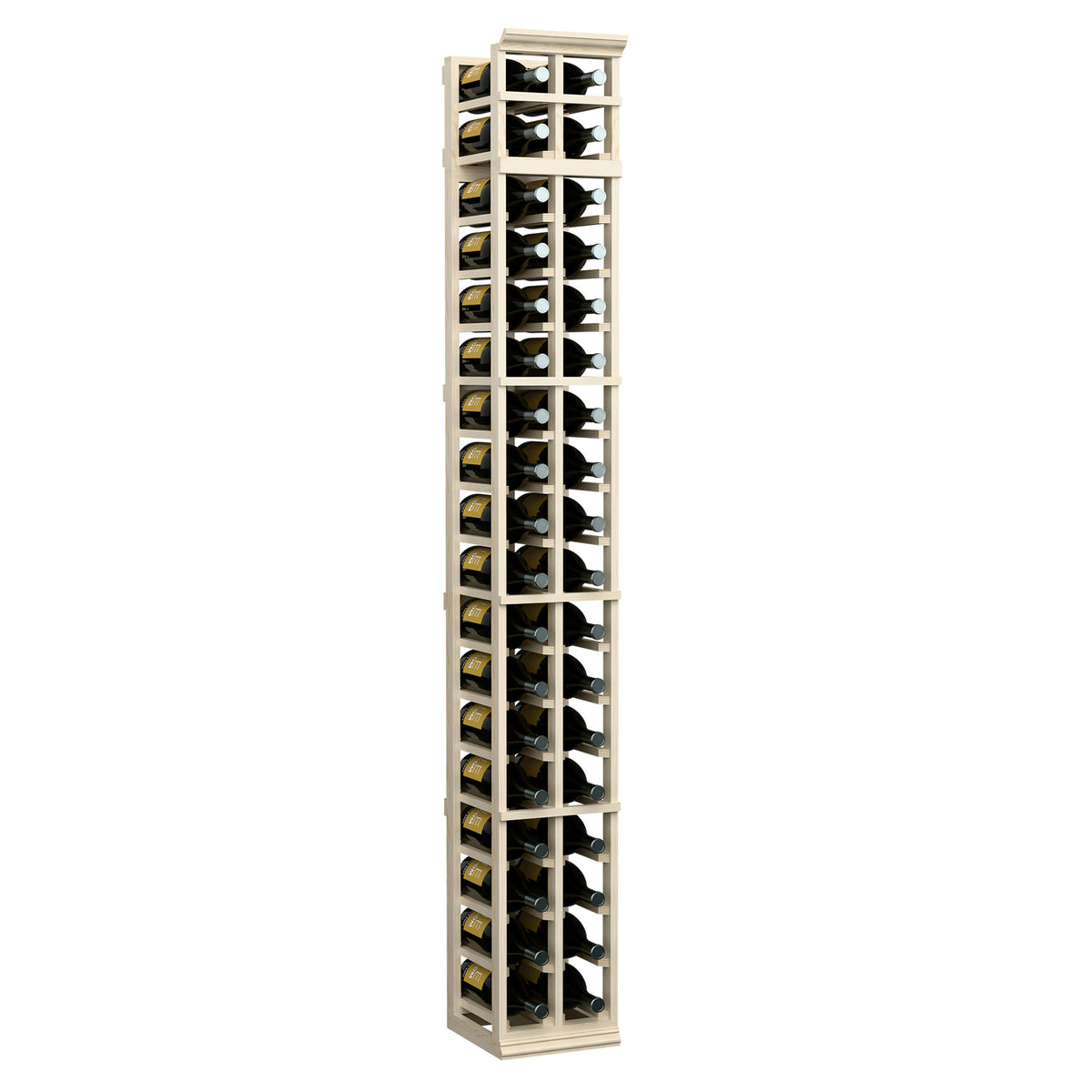 2-column magnum wine rack, tall light wood cabinet with evenly spaced magnum bottle openings