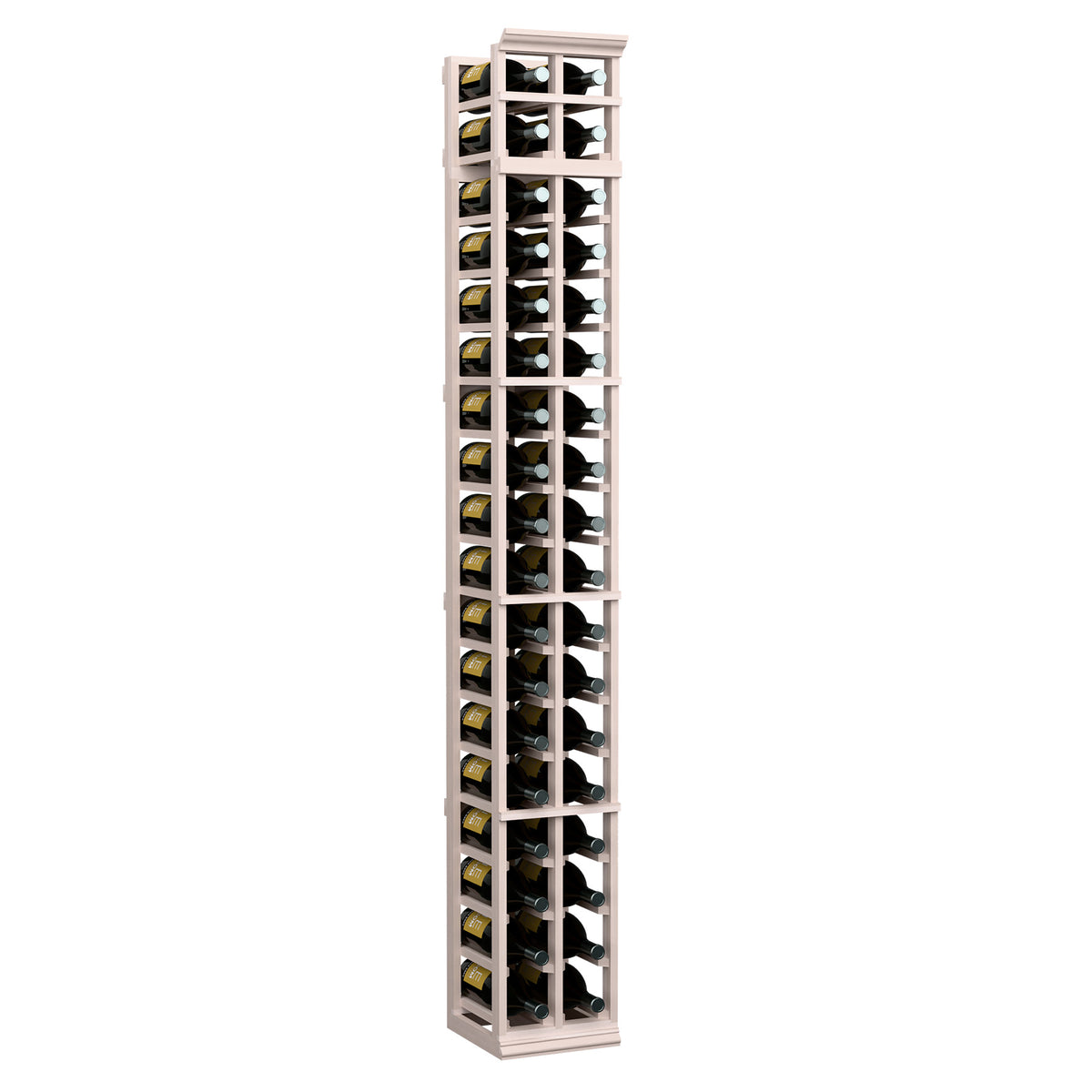 Two-column wine rack (7 ft) in light grey wood tone, vertical bottle storage rack