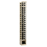 Natural 2-column wooden wine bottle rack with clear glass front and bottom storage bin