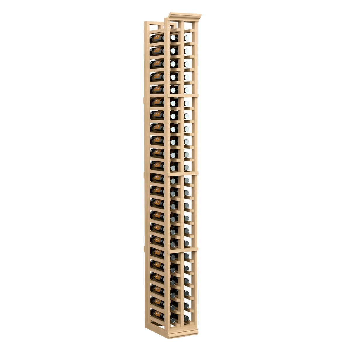 2-column split bottle rack, light wood frame with two vertical bottle storage columns
