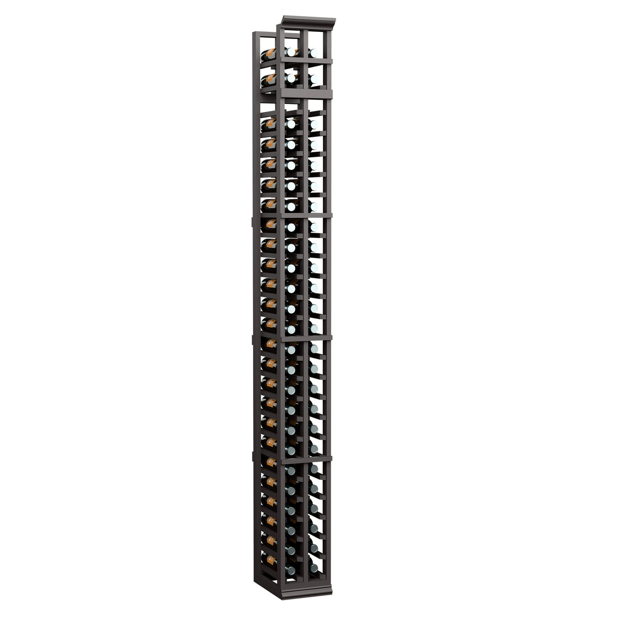 2-column split bottle rack with black frame and wine bottle holder grid