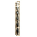 Two-column split bottle rack with light frame and rows of bottle storage holes