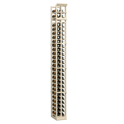 Two-column split bottle rack with light frame and rows of bottle storage holes