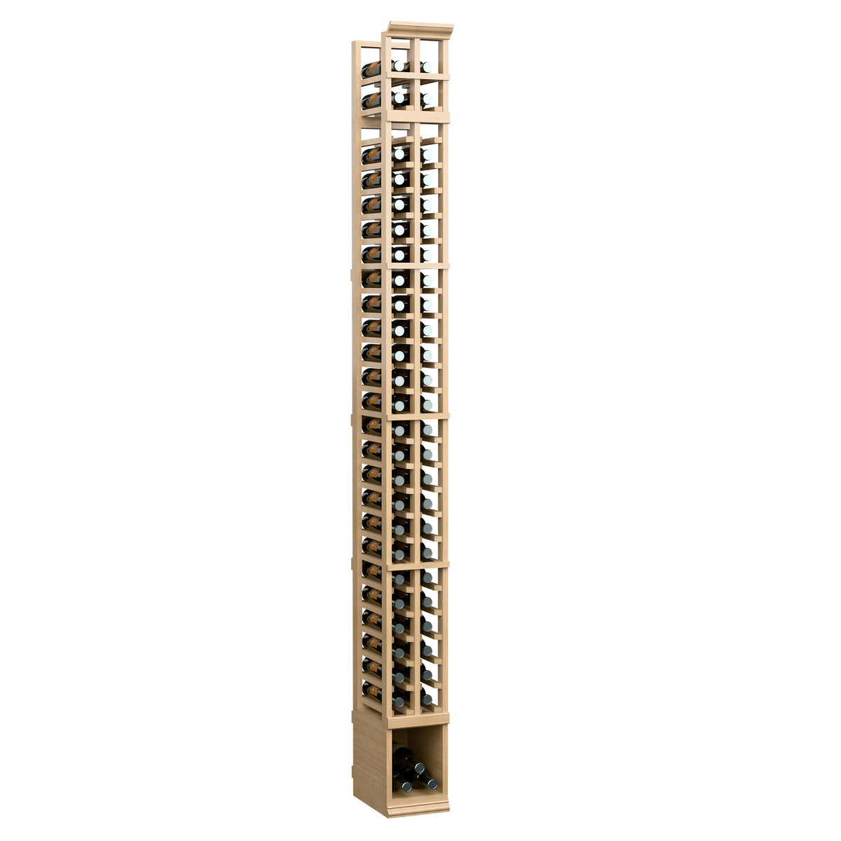 Light beige 2-column vertical wine bottle rack with multiple bottle slots