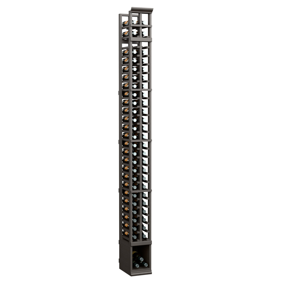 Dark gray 2-column vertical wine bottle rack with bottle holders