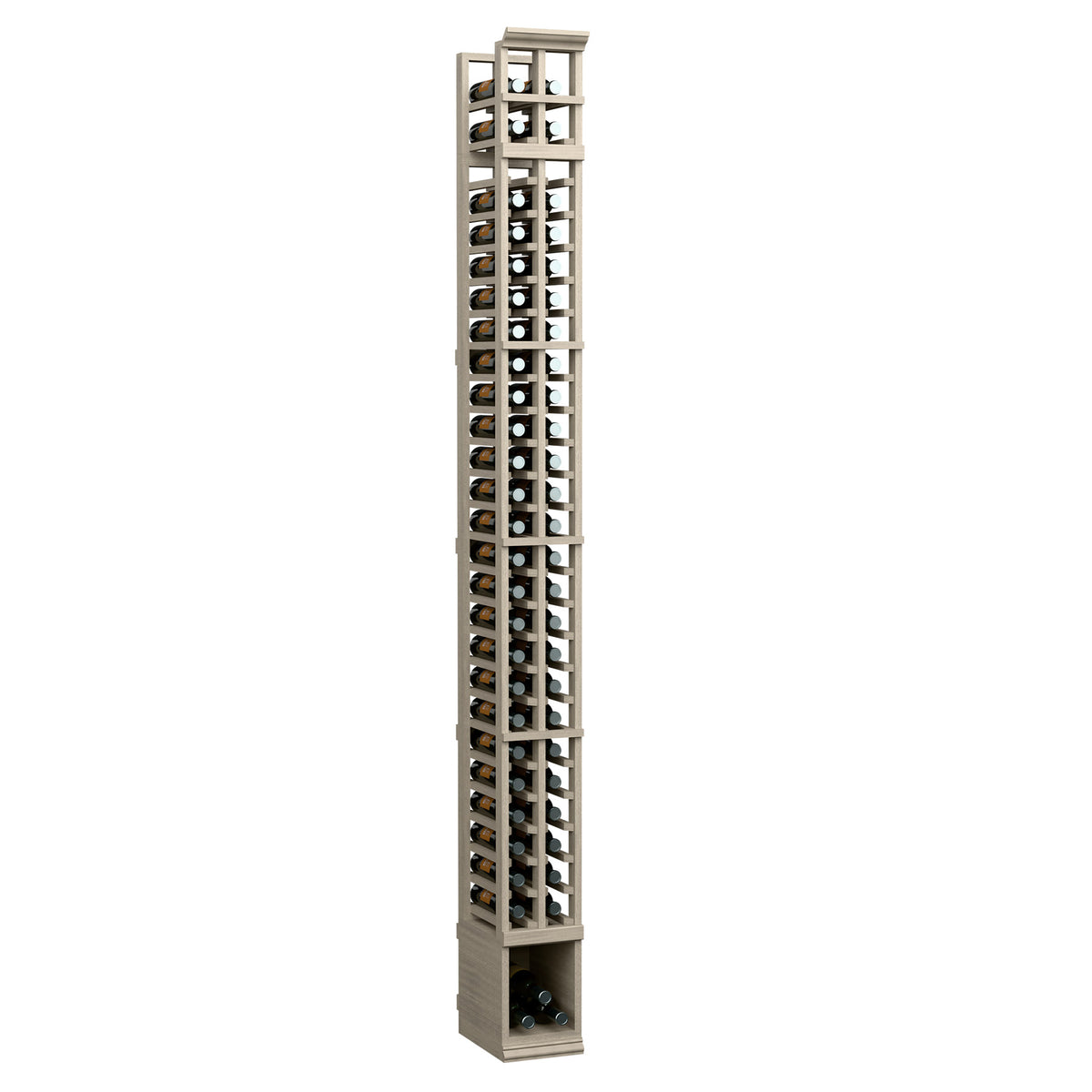 2-column split bottle rack in light wood with vertical bottle slots