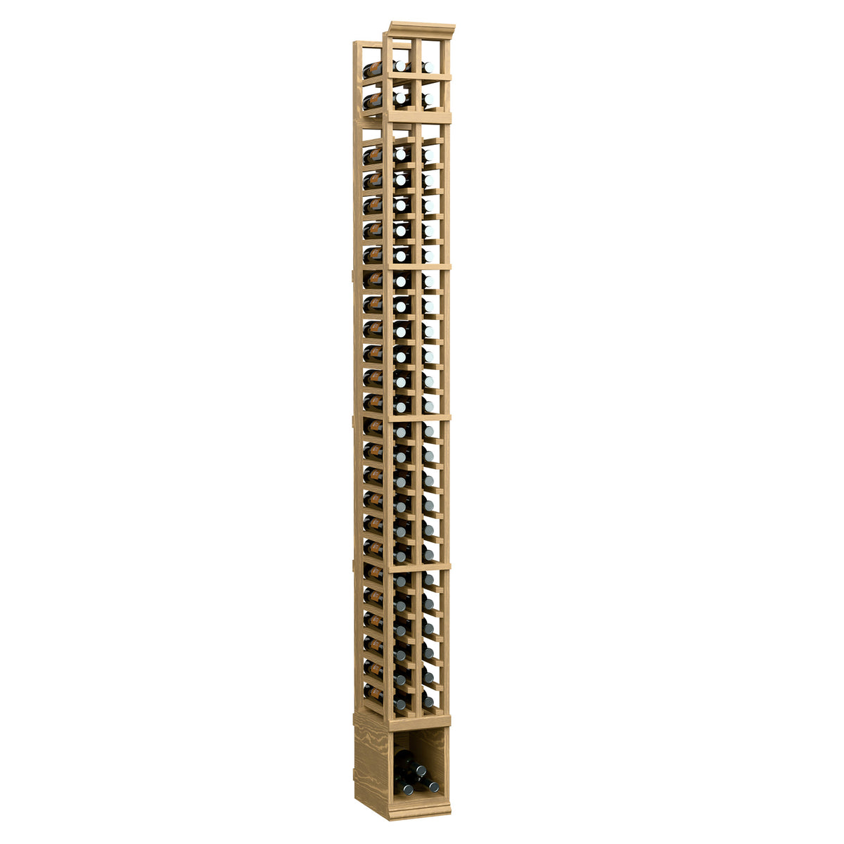 2-column split bottle rack in light beige wood with front grid bottle holders