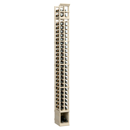 Light wood 2-column split bottle rack, front view showing rows of bottle openings
