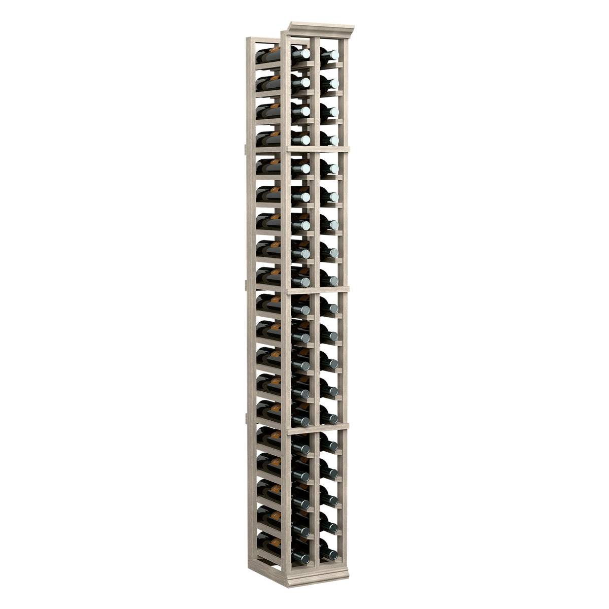 6-foot two-column wine bottle rack, light gray wood with two vertical bottle rows.