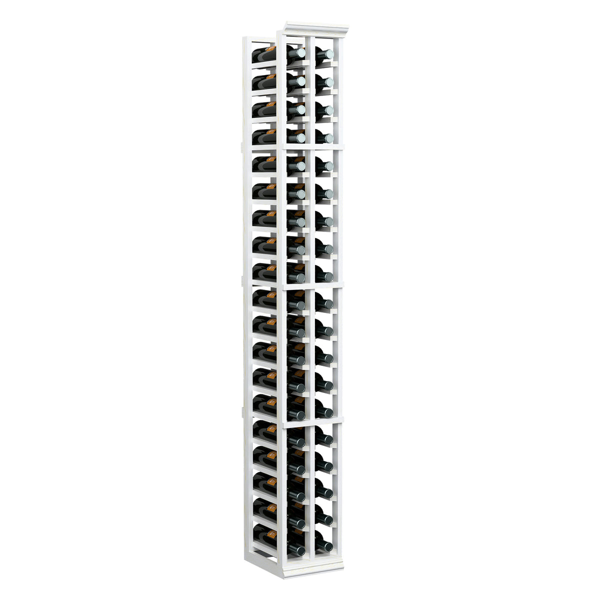 White wine bottle rack with two columns of bottle holders, tall full view