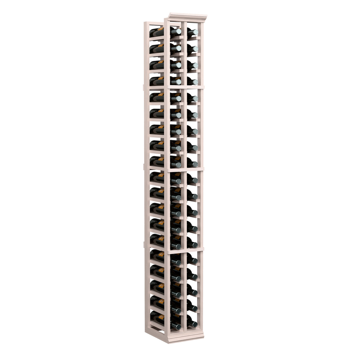 6ft 2-column wooden wine bottle rack, white-washed frame for upright bottles