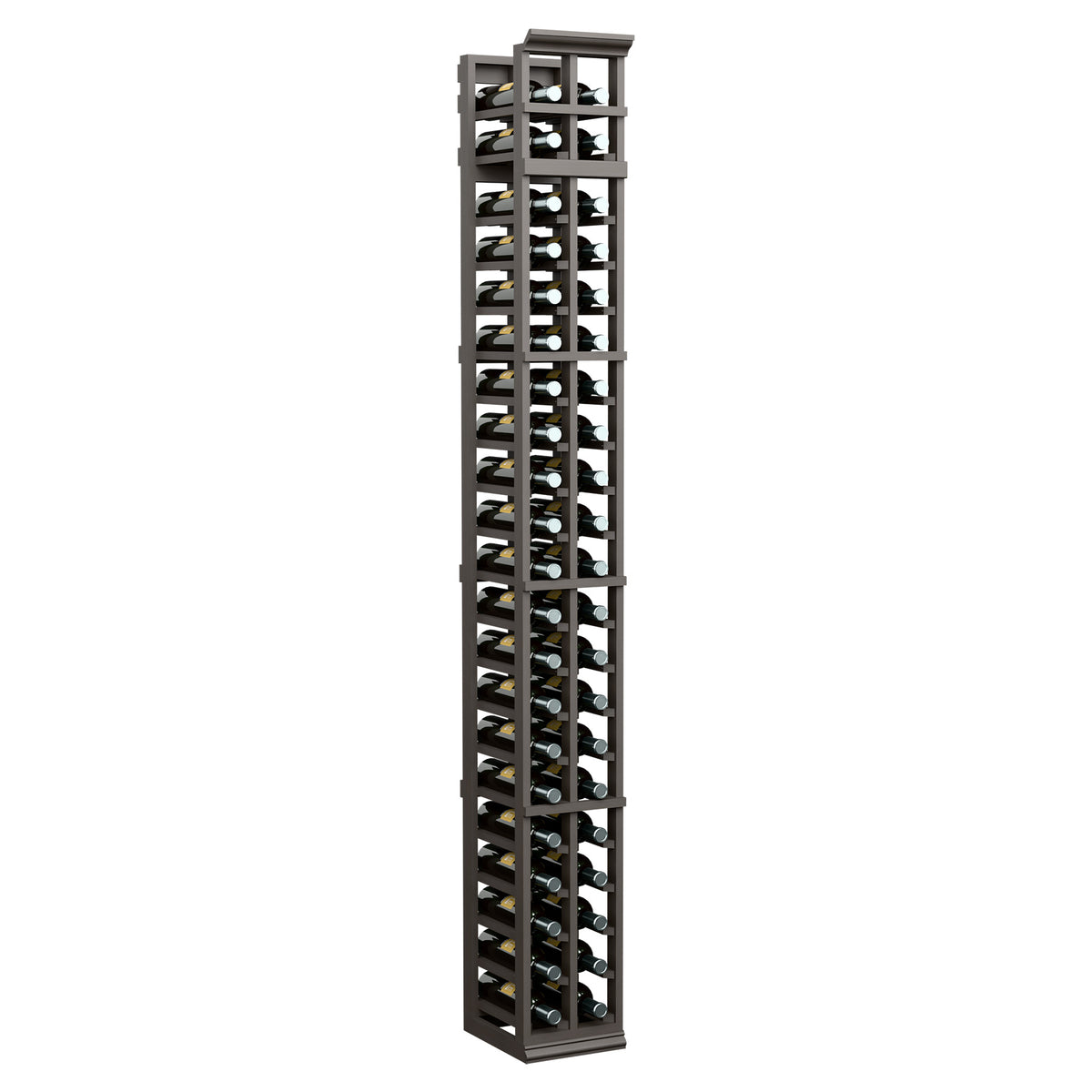Tall 2-column wine bottle rack with cradles, black/dark gray finish