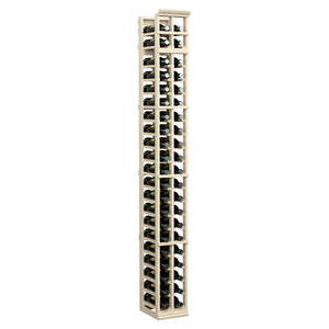 7 ft 2-column wine bottle rack, pale wood frame with stacked bottle openings