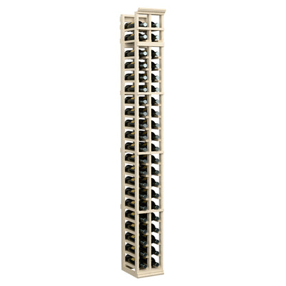 7 ft 2-column wine bottle rack, pale wood frame with stacked bottle openings