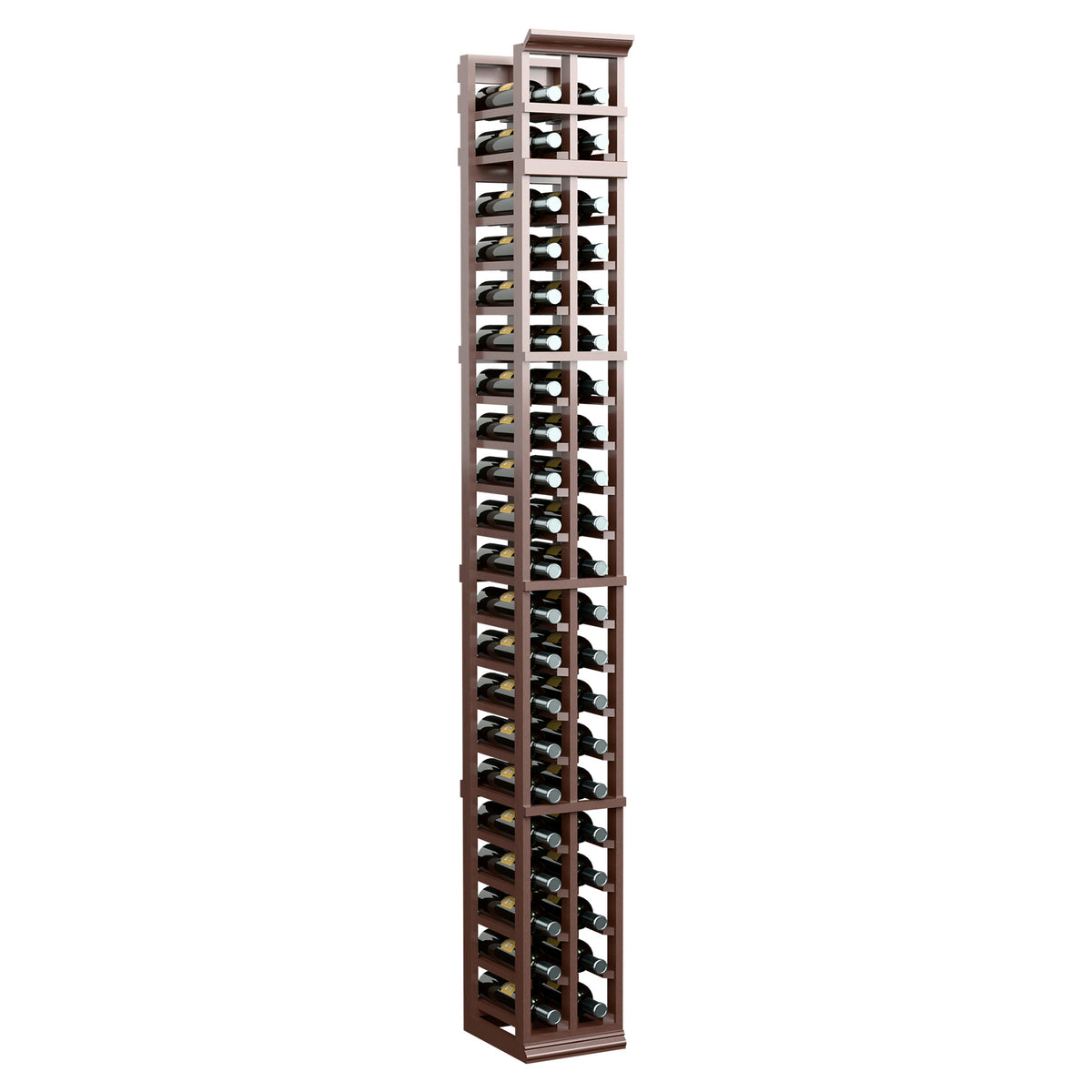 7 ft 2-column wine bottle rack, espresso-brown finish, vertical bottle rows