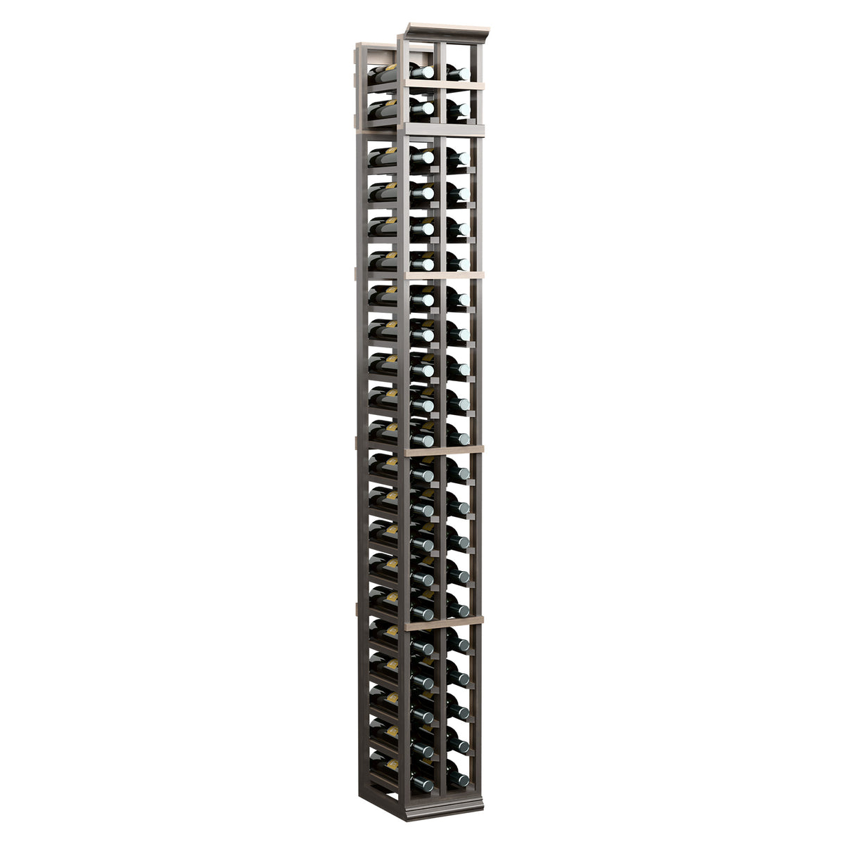 2-column 7ft wine bottle rack with charcoal-gray frame and two rows of bottle slots