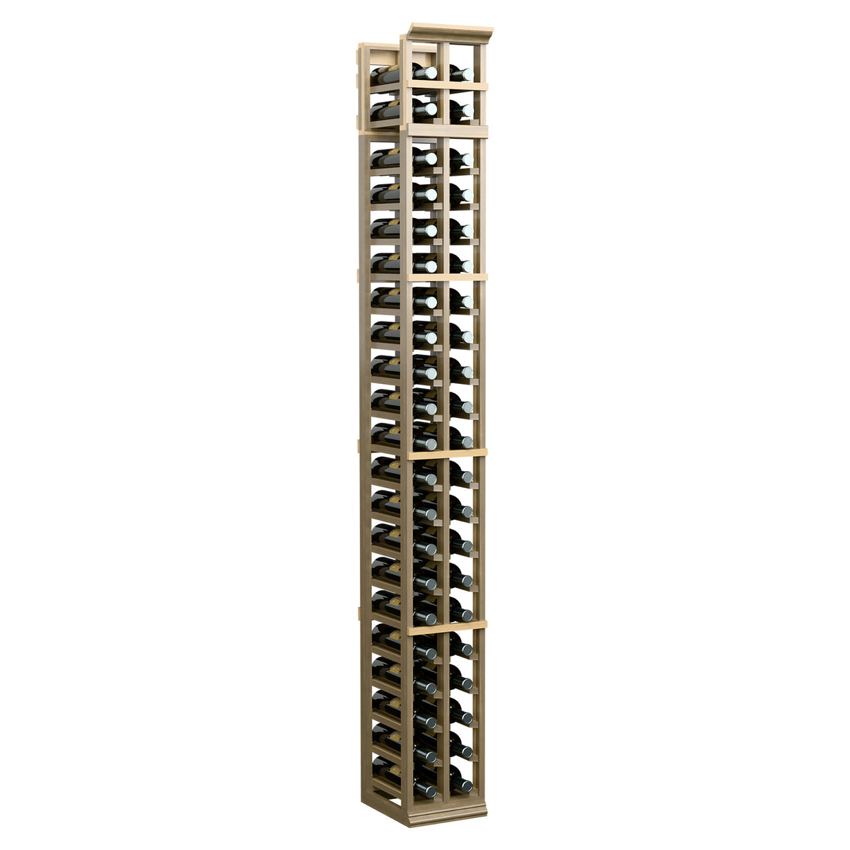 2-column 7ft wine bottle rack with light beige frame and two rows of bottle slots
