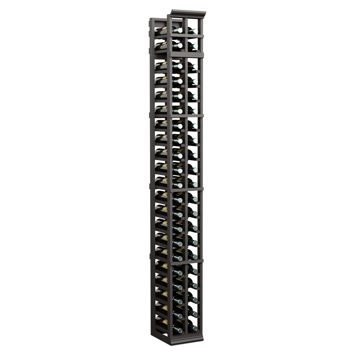 2-column 7ft wine bottle rack with black frame and two rows of bottle slots