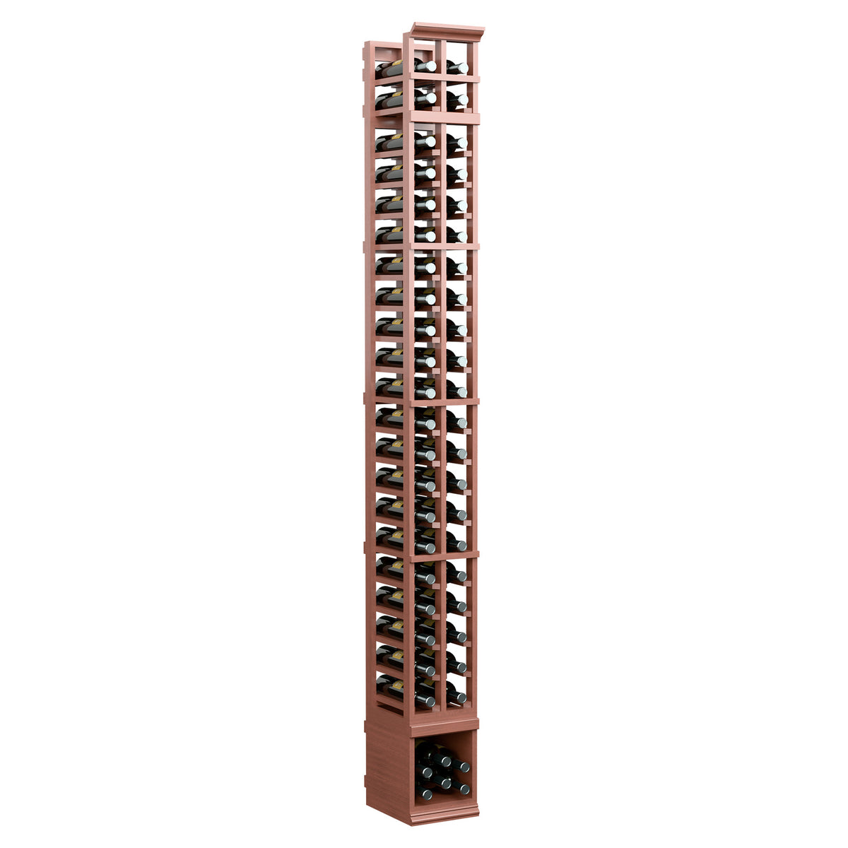 2-column wooden wine rack, warm red finish, two columns of bottle storage and vented base