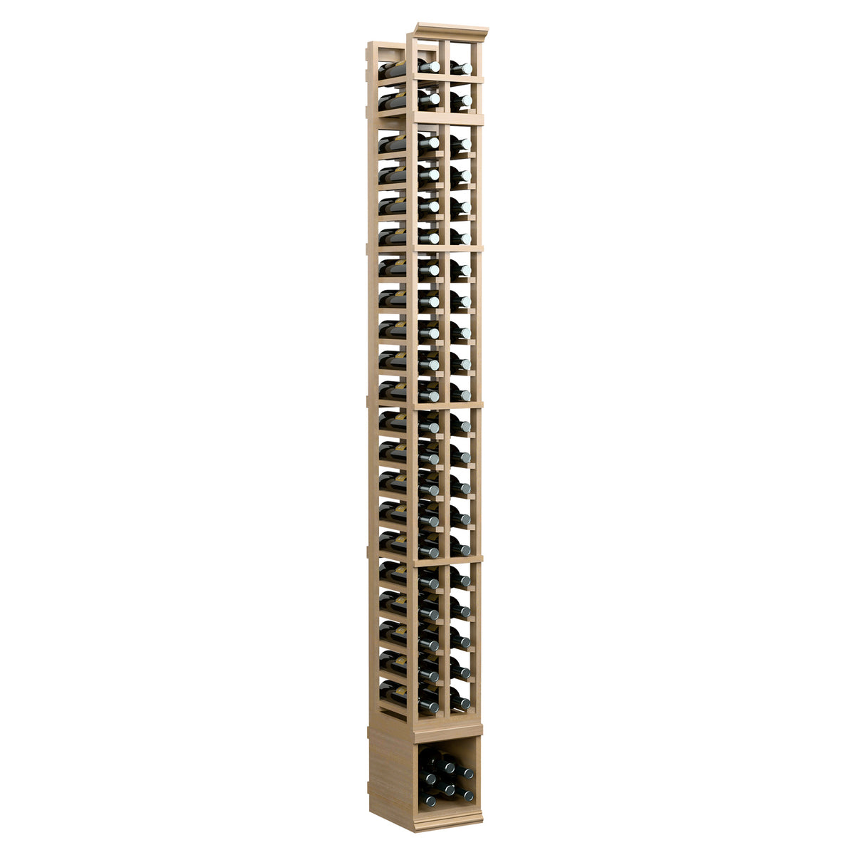 2-column wooden wine rack, light natural finish, tall two-column bottle display
